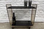 Vintage Barcart Trolley Serveerwagen Goud Messing / Zwart