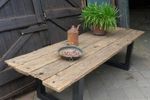Prachtige Lange Eiken Wagonplanken Eettafel 282 Cm