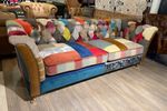 Patchwork Chesterfield Bank Multicolour Harris Tweed Stof