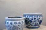 Bloempot Groot Blauw/Wit
