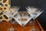 Set Vijf Martini Glazen Bloemdesign