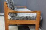 Grey Fabric And Wood 3-Seat Sofa