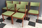 6 Teak Green Dining Chairs By Imha 1960S