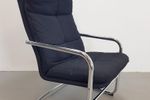 Vintage Bauhaus Buisframe Fauteuil Zwart Wol Lounge Chair 70