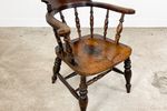 Antieke Iepenhouten Smokers Bow Windsor Captain Chair