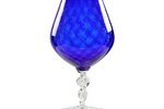 Empoli Italy Blauwe Vaas Glas Brandy Cognac Kobalt Blauw Sixties 33Cm