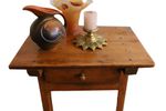 Antiek Brocante Houten Bijzettafel Met Lade, Frankrijk Begin 1900