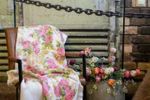 Vintage Grand Foulard Kleed Zijdeachtig Met Bloemen 190/190
