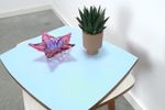 Vintage Draaibare Tafel Met Blauw Formica Blad