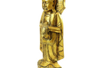 Vergulde Staande Boeddha Massief Houten Beeld Thailand 45Cm