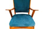 Gestoffeerde Vintage Deens Design Fauteuil Petrol Blauw